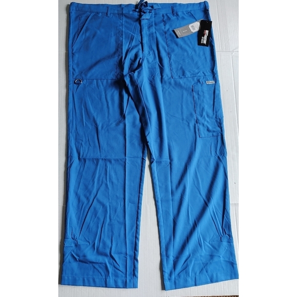 Grey's Anatomy by Barco Men’s XL Scrub Pants Blue 6 Pocket Zip Fly Drawstring - Picture 1 of 15